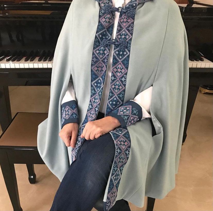cape Moroccan Cape with Palestinian Embroidery - Image 1