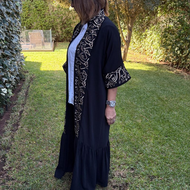 Arabic calligraphy crepe abaya